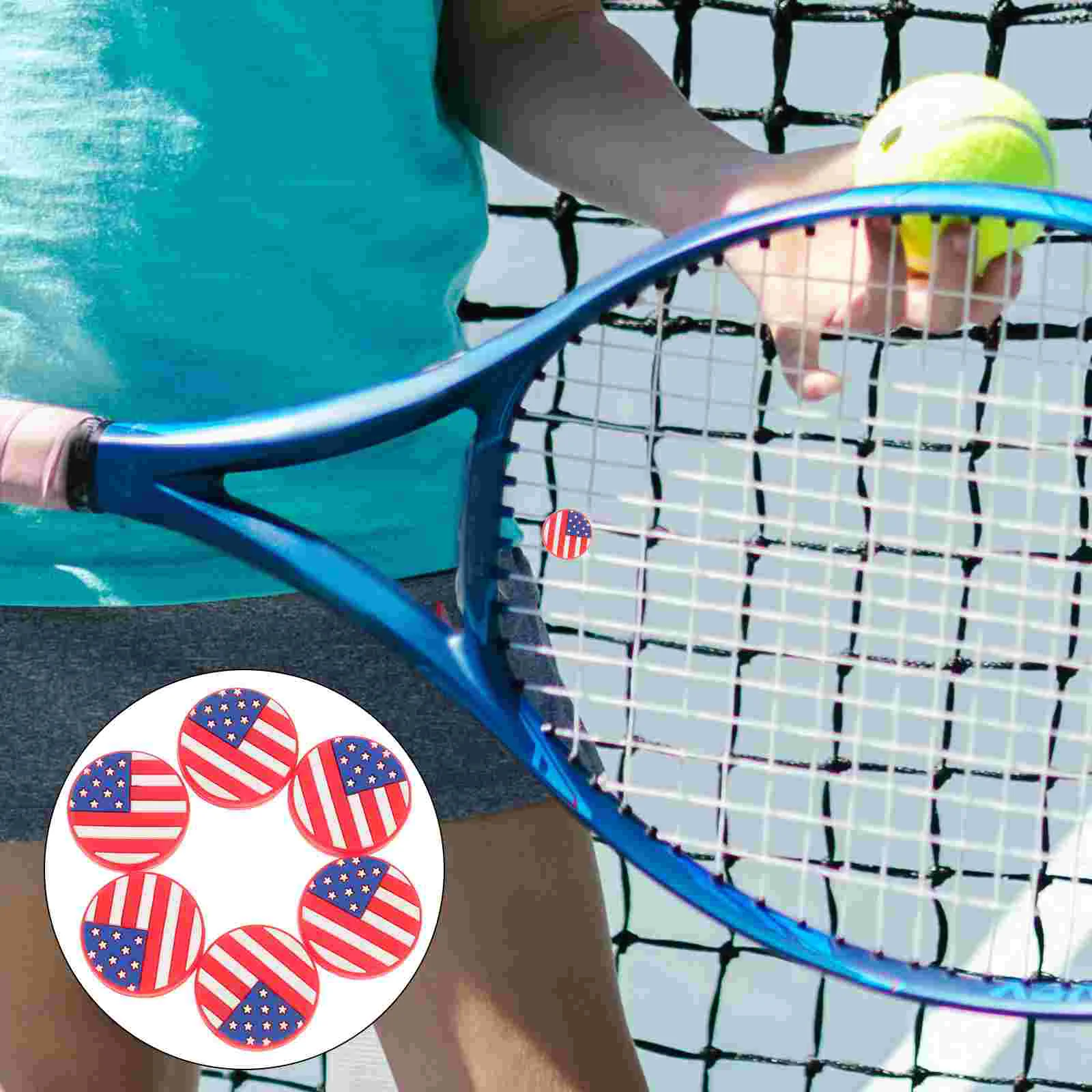 

6PCS Tennis Racket Vibration Dampener Tennis Dampeners Racket July Patriotic Tennis Dampers American Flag Racket Dampener for