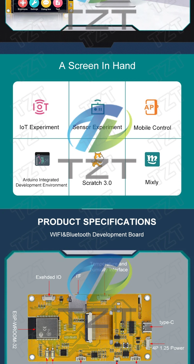 TZT ESP32 3,5 Zoll LCD TFT Entwicklungsboard ESP32 LVGL WIFI & Bluetooth Display Modul 240*320 Smart Display Bildschirm mit Touch – Detail 2
