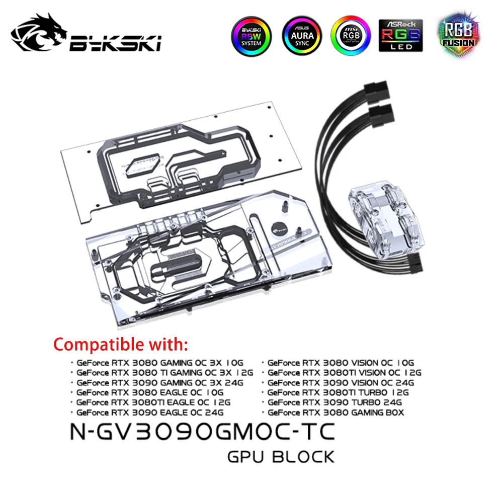 Bykski GPU Block With Active Waterway Backplane Cooler For Gigabyte RTX  3090 3080/TI Gaming/Eagle/Turbo/Vision N-GV3090GMOC-TC