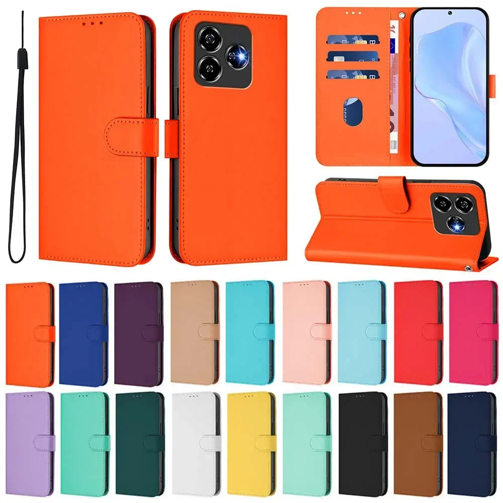 Classic Solid Color Leather Flip Wallet Phone Case