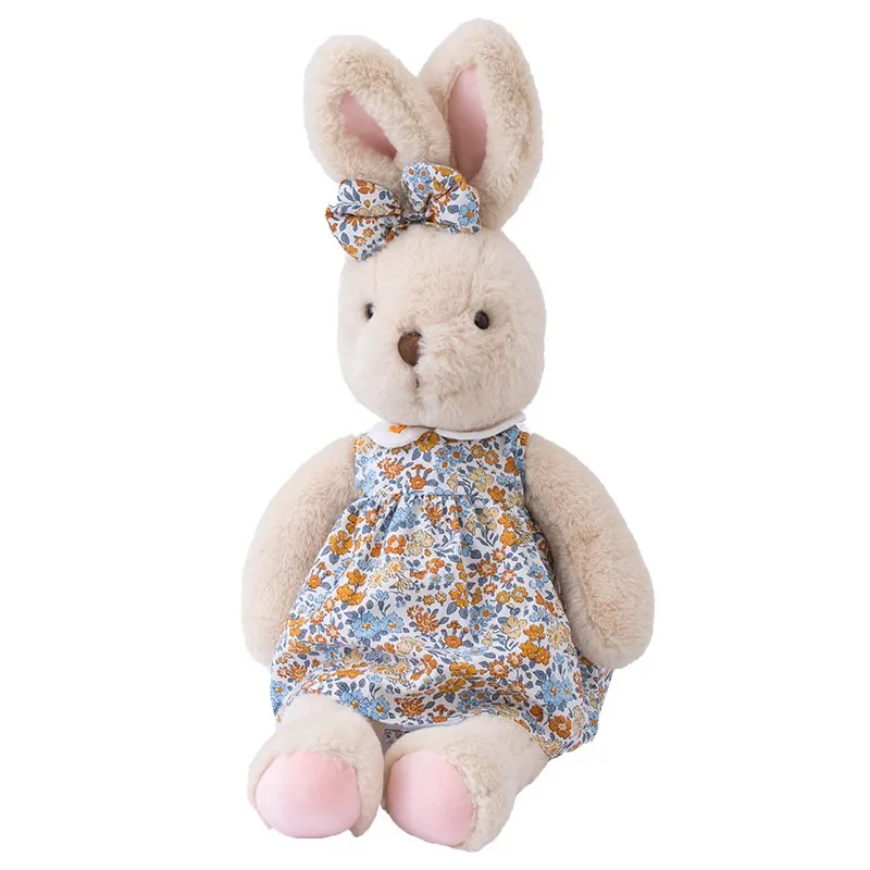 New  Kawaii Plush Bunny with Floral Skirt Toys for Girl Baby Sleeping Doll Lovely Gift Fluffy Rabbit Accompany Toy plush diary book lovely bunny notepad cartoon girl notepad diary accessory