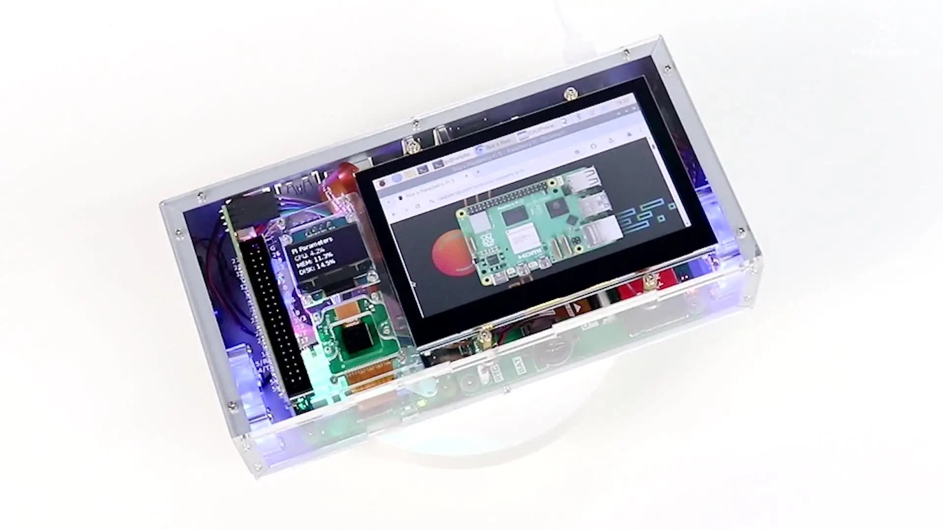 Freenove Raspberry Pi 5 Case Kit – With 128GB SSD, 4.3" Touchscreen, Camera, OLED, Speakers