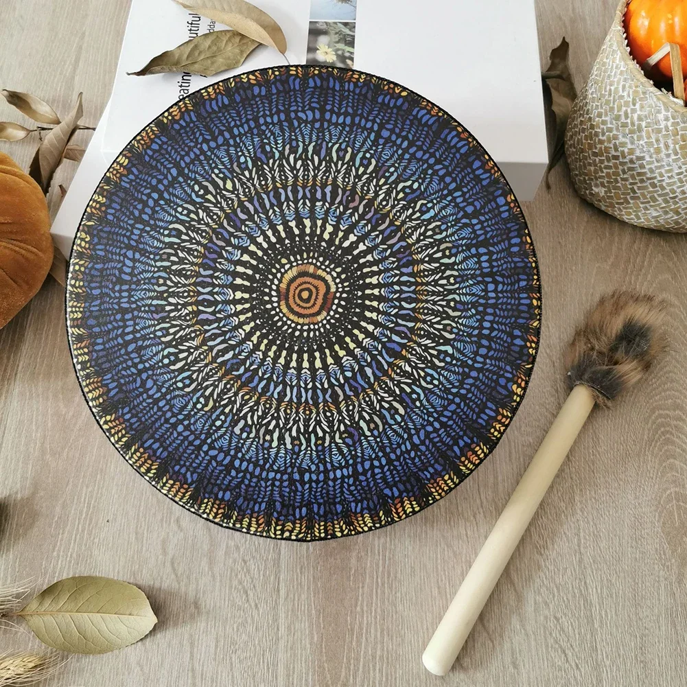 Alchemical Moon Drum Desktop Ornament Fashion Shaman Drum Tree of Life Sound Healing Tool for Family Friends Best Gifts