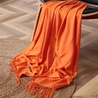 Women's Pashmina Scarf Shawls Soft Cashmere feeling Headscarf Travel Office Winter  Warm Hijabs Solid Lady Wraps Female Bandana 2