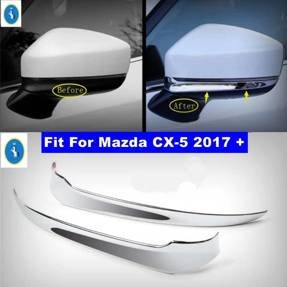 

Chrome Door Rearview Mirror Anti-rub Rubbing Strip Cover Trim Fit For Mazda CX-5 CX5 2017 - 2022 Accessories Exterior Refit Kit