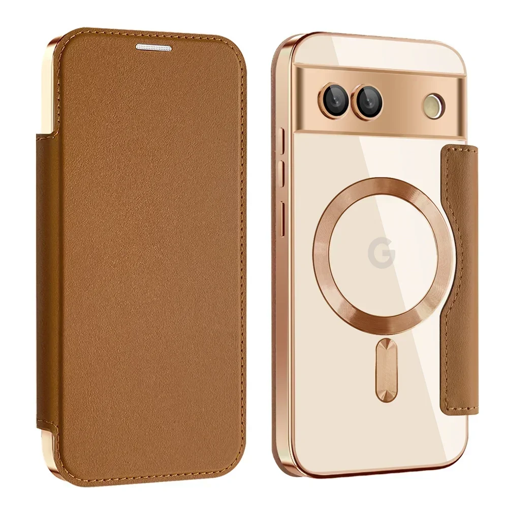Magnetic Flip Wallet Case with Wireless Charging and Card Slot