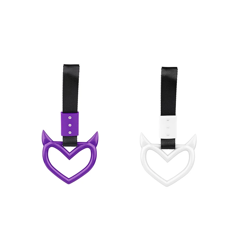 Car Tow Strap Charm Colorful Car Tow Strap Tsurikawa Ring Heart JDM Train Bus Handle Hand Strap Styling Drift Charm Auto Accessories