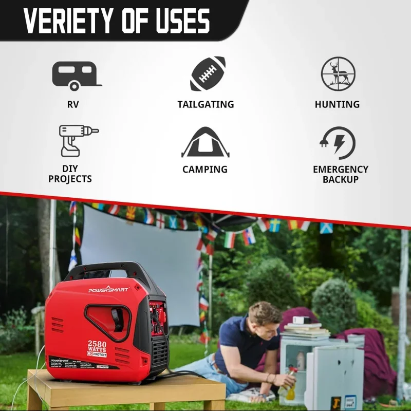 2580W Gas-Powered Ultralight Portable Inverter Generator with CO Protect, USB Ports & Parallel Ready, CARB Compliant Versio