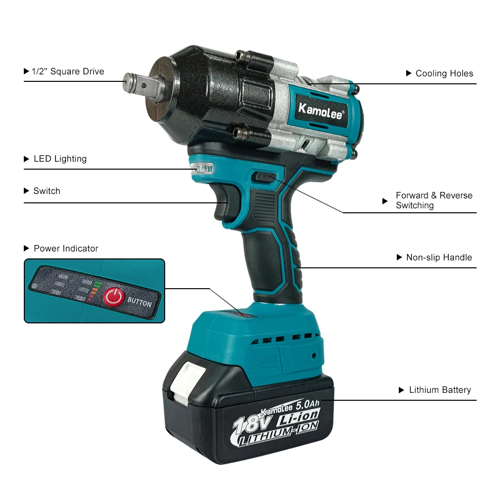 Kamolee  Ʈ ġ, 2100 N.m,  ũ, 1/2 ġ, 18V Makita ͸ ȣȯ , 2100N.m