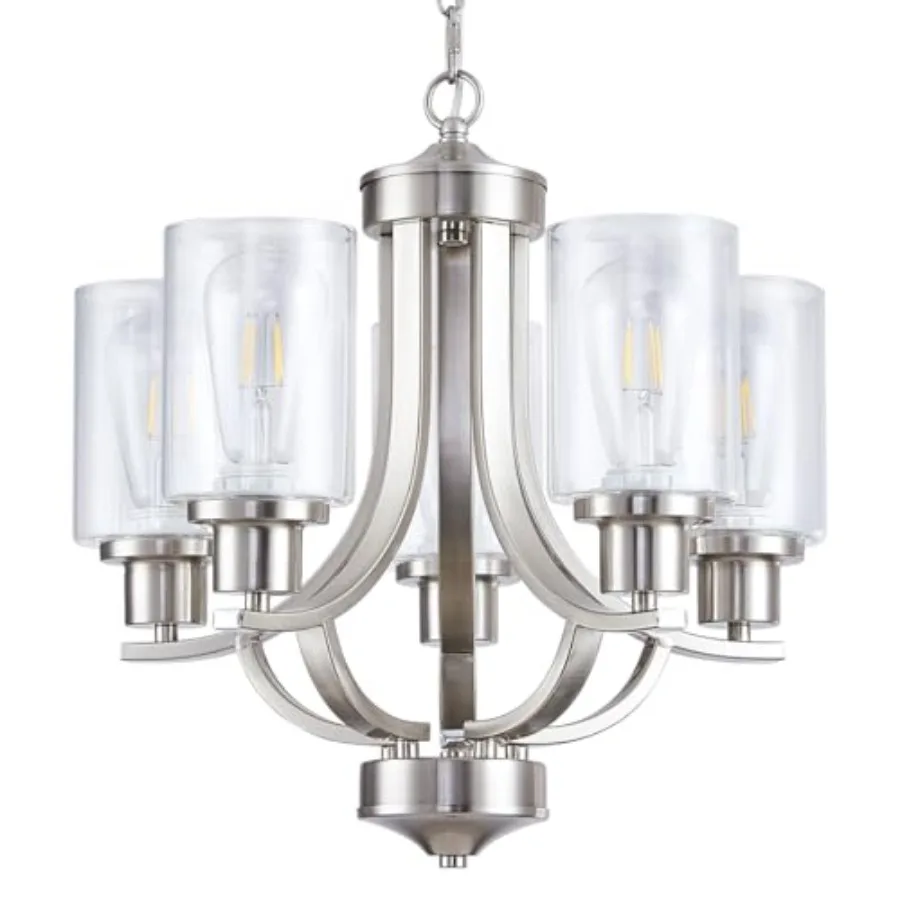 5-Light Dining Room ChandelierModern Small Chandeliers Farmhouse High Ceiling Pendant Light Fixtures for Living Room Kitchen Fo
