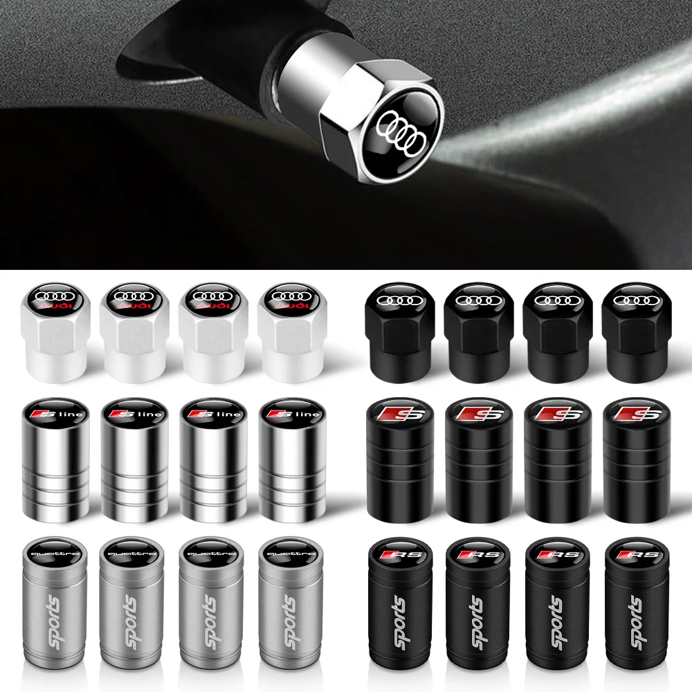 ฝาครอบจุ๊บลมยางรถยนต์โลหะ 4 ชิ้น สำหรับตกแต่งรถยนต์ Audi A6 C7 A7 Q3 Q5 Q7 S3 RS6 RS7 A1 A2 A3 A4 B8 8P B9 8V A5 1