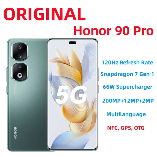 No Google】HONOR 90 Pro 5G Smartphone 6.78 Inch 120Hz Screen Snapdragon 8+  Gen 1 200MP Camera 5000mAh Supercharger Mobilephone