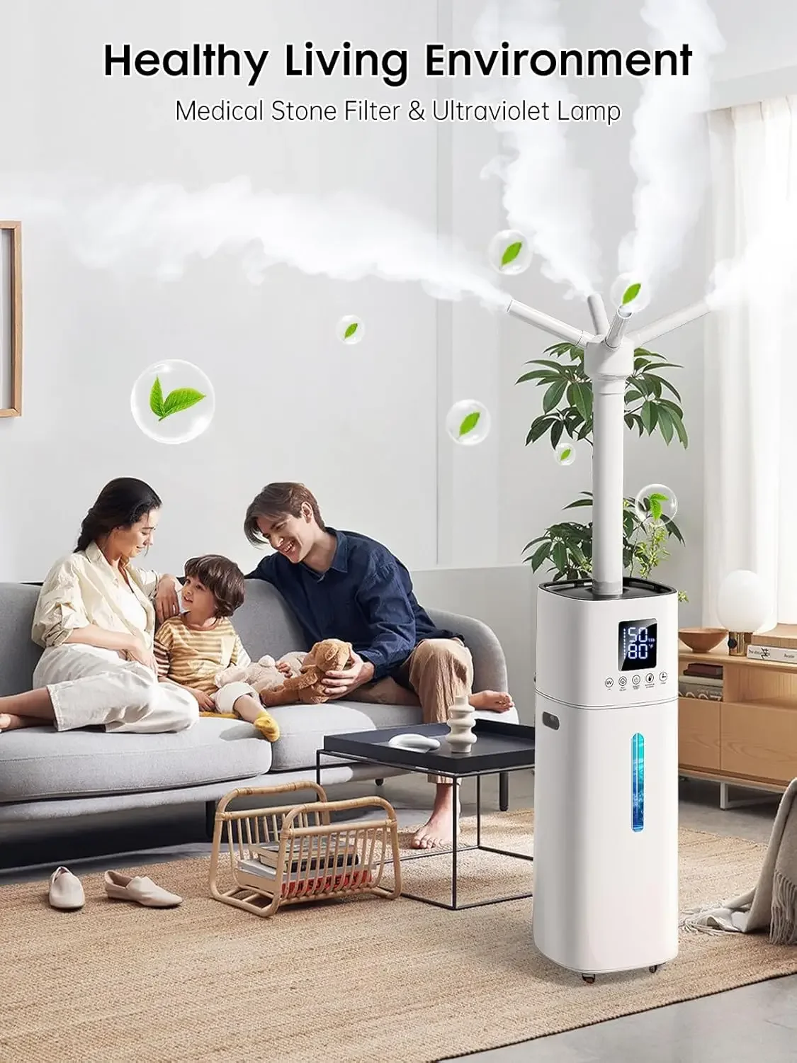 Humidifier Large Room for 2000ft², Humidifiers for Bedroom Large Room, Air Humidifiers for Home, 600ml/h Misting, 60H Runtime, E 6