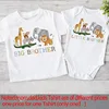 Big Brother Little Brother Matching Clothes Safari Animals Printed Sibling Shirt Kids T-shirt Top Baby Bodysuit Children Outfits 3