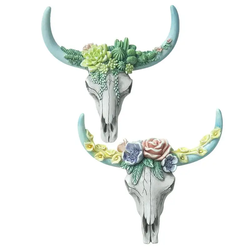 

Bull Skull Ornaments 3D Animal Crafts Ornament Cow Skull Wall Pendant Head Resin Pendant European American Home Garden Decorati