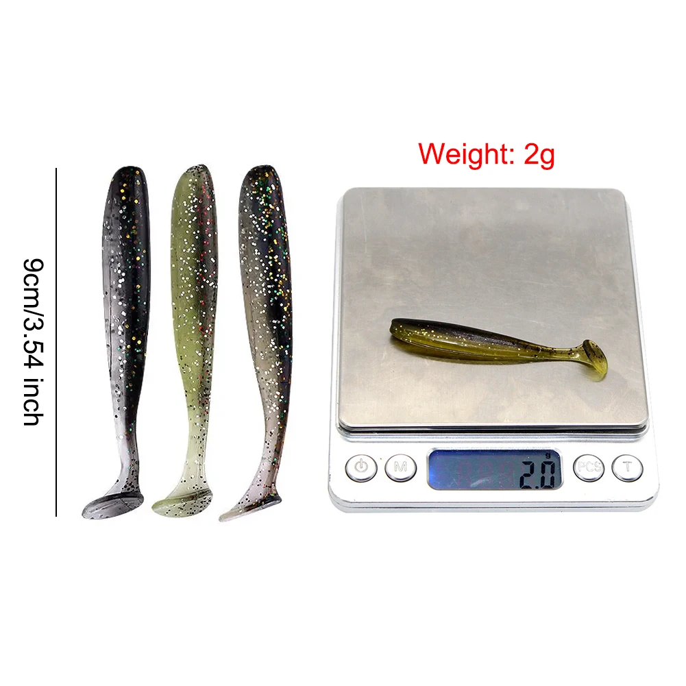 10-100PCS 9CM/7CM Tail Worm Soft Bait Artificial Bait 6