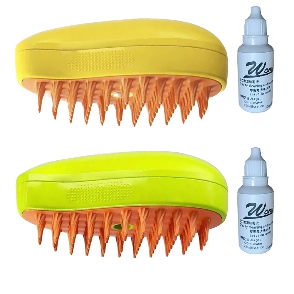 3 In 1 Dog Steamer Brush with Pet Hair Serum Electric Spray Brush Cat Dog Depilation Brush for Removing Tangled Loose Hair