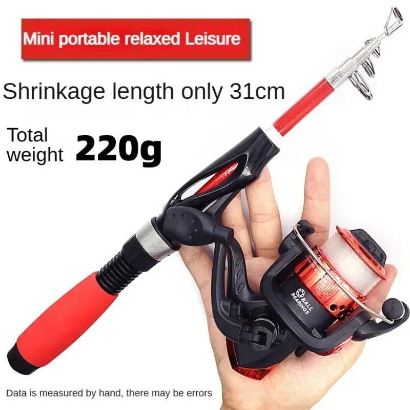 Fishing Pole Set Full Kits Telescopic Fishing Rod Spinning Reel Baits Hooks Travel Pole Set
