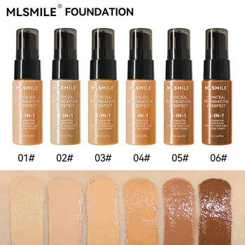 MLSMILE 6 color Powder Foundation long-Lasting Waterproof, Moisturing Sweat resistant and easy to open Oil-control concealer 1