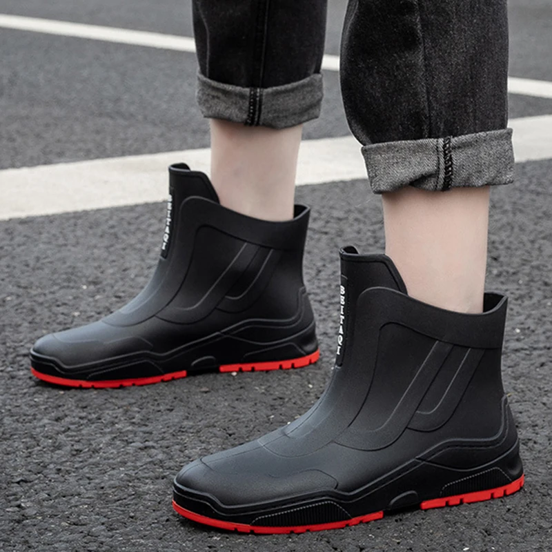 Rain Boots Slip On Water Resistant Shoes Fashion Outdoor Rain