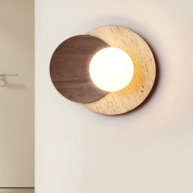 

Led Wall Lamp Cream Style Bedroom Bedside Lights Stone Wood Wabi-sabi Home Decoration Lighting Fixture G9 Bulb Soft Light