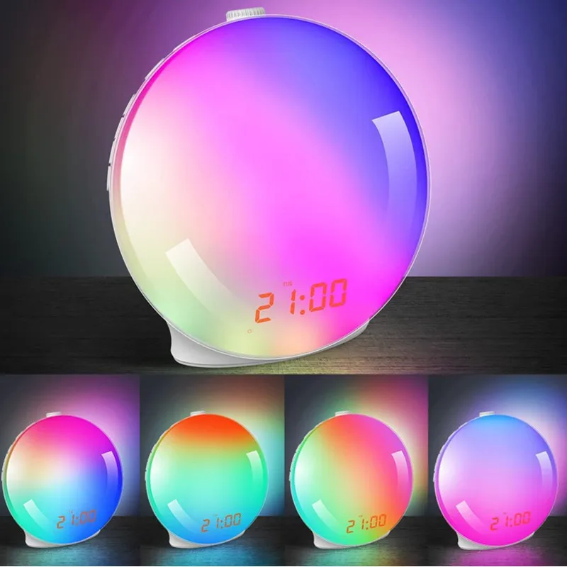 LUCE SVEGLIA DA COMODINO FM RADIO FUNZIONE COLORE LED ALBA