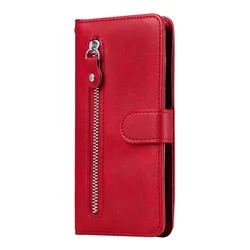 Magnetic Leather Flip Wallet Phone Case with Card Slot for Galaxy M55 (F55) (Red)