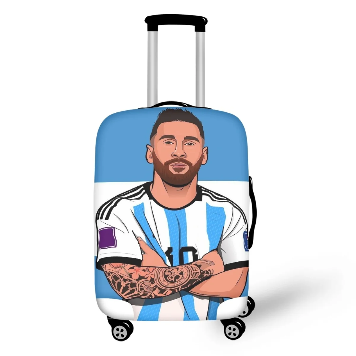 Football Player Messi No. 10 Pattern Travel Luggage Cover Suitcase Protector Durable Baggage Protective Anti-Scratch Traveling