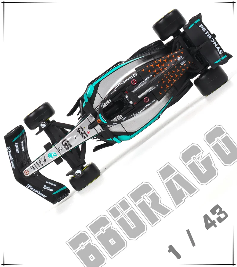 W16 # 12 # 63 Bburago 1:43 Mercedes-AMG F1 Team Formel-1-Modellauto, Wettbewerbsfahrzeuge, Modellauto, Rennspielzeug, Britischer Grand Prix – Detail 1