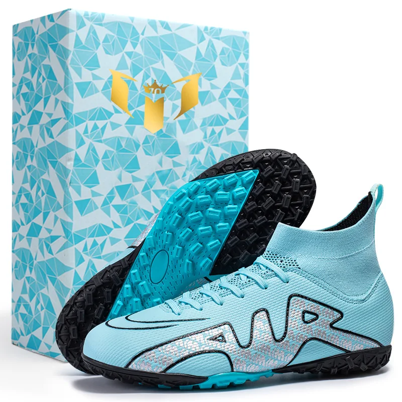 Men Soccer Shoes Adult Kids TF/FG High Ankle Football Boots Cleats Grass Training Sport Footwear 2022 Trend Men‘S Sneakers