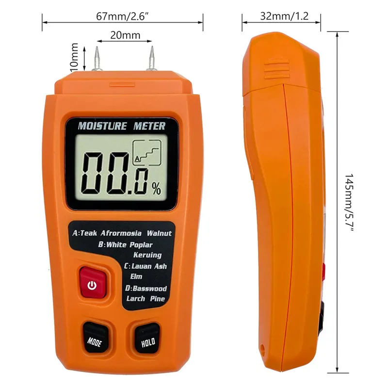 0-99.9% MT-10 EMT01 Wood Moisture Meter Wood Humidity Tester Hygrometer  Timber Damp Detector Tree Density Digital tester Grey - AliExpress