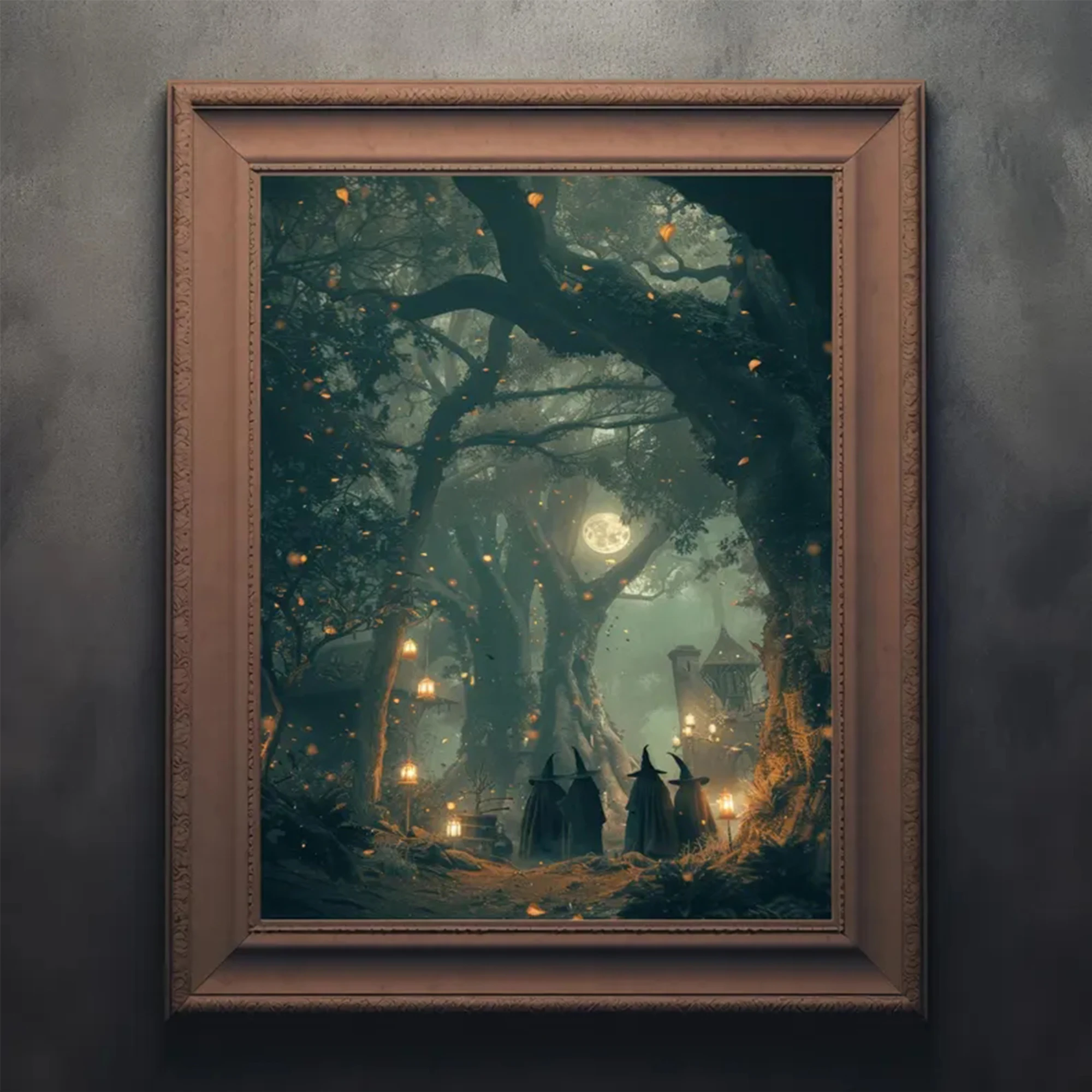 Enchanted Jungle Gathering: Mystical Witchy Wall Art Canvas Print