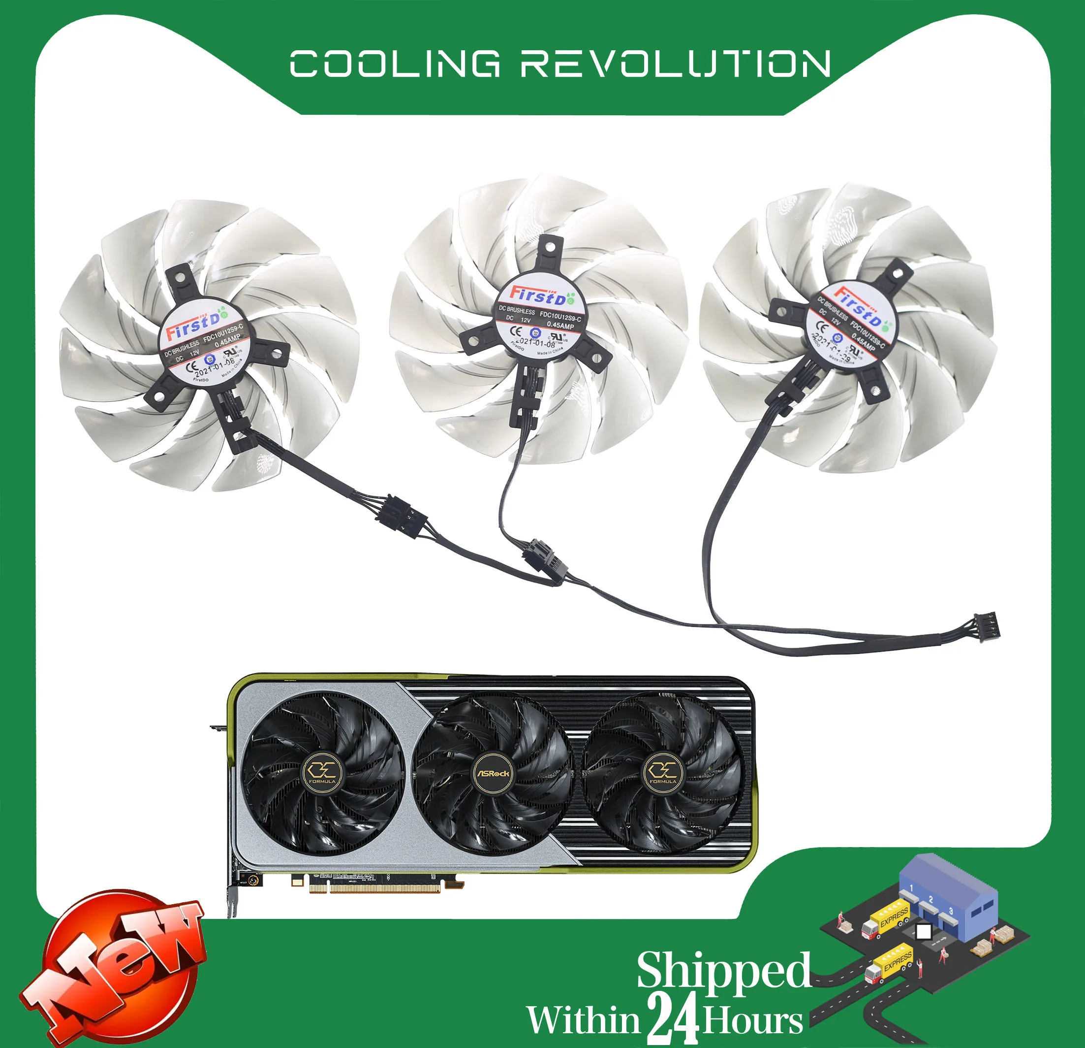 Placa de Vídeo para Asrock Radeon rx 6900 xt oc Fórmula Ventilador de Refrigeração 95 mm Fdc10u12s9-c Dc12v 0.45amp 4pin fã da - Imagem 2