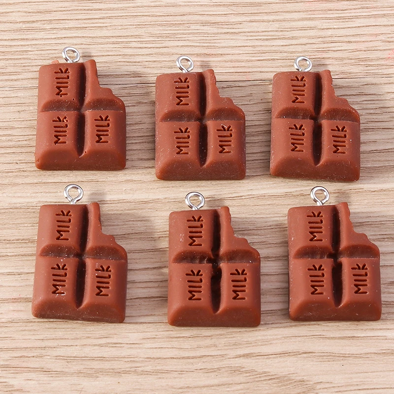 

15pcs 18x28mm Cute Resin Simulation Food Chocolate Charms Pendants for Jewelry Making Necklace Earrings Bracelets DIY Craft Gift