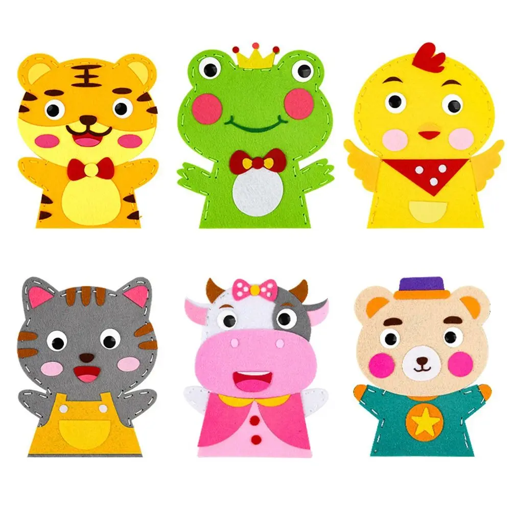 

Plastic Hand Puppets Cute Animal Non-woven Handmade Material Bags Nylon Teaching Aids DIY Crafts Toys Children Toys