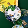 New Forest Beast Tiger Pattern Tableware Ceramic Plate Bone Porcelain Gold Plated Western Porcelain Plate Tableware Set 5