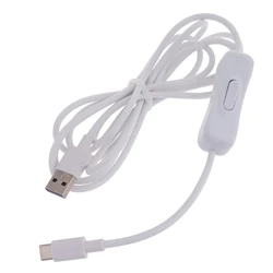 White USB to Type - C Cable with Switch - High - Speed Charging and Data Transfer Cord (2m)