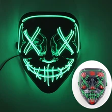  Halloween Neon Led Purge Mask Masque Masquerade Party Masks Light Luminous In The Dark Funny Masks Cosplay Costume Supplies 