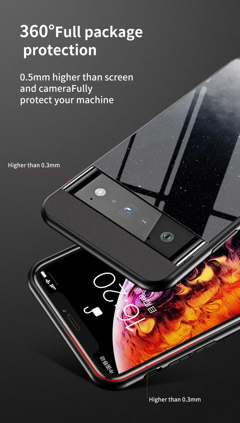 Per Google 7 6 Pro Custodia DECLAREYAO Cover in vetro rigido per Google Pixel 5 XL 4 4A 3 3A 2 1 Custodia in silicone ultra sottile Tempere_voghion.com