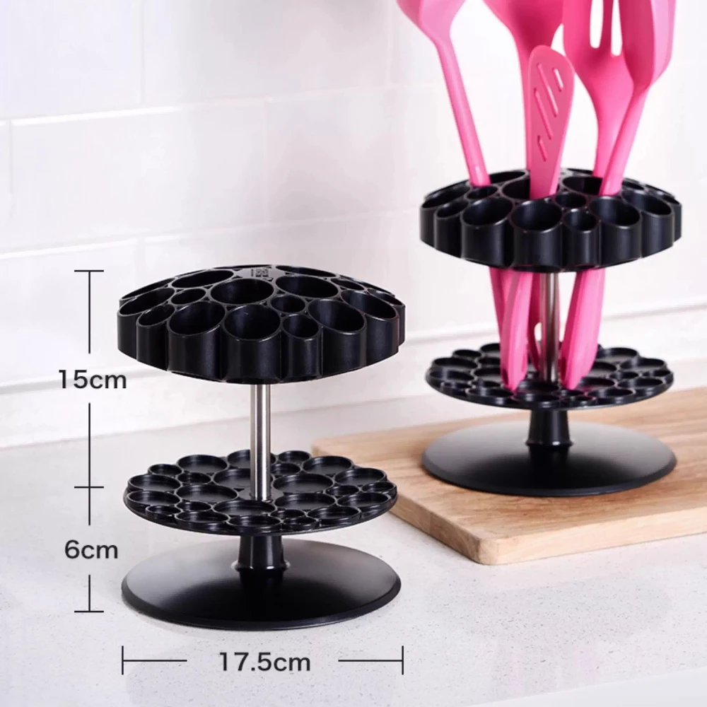 360° Rotating Utensil Holder,Kitchen Storage Rack , Multi-Compartment Design for spatula, spoon, shovel, kitchenware & More