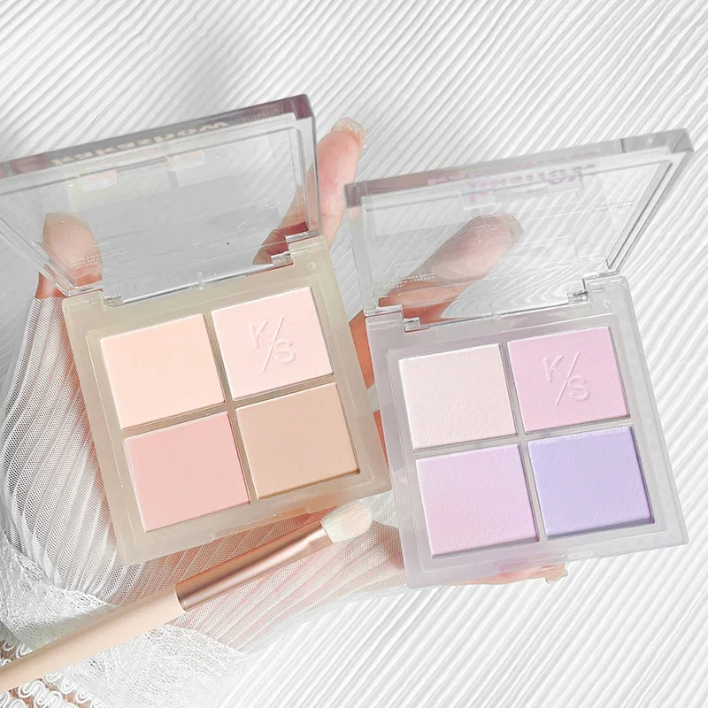 Four-color Blush Palette powder blusher blush powder blush plate facial blusher blush cream cream blusher Matte Lavender Powder Rouge Lasting Natural Cream Cheek Tint Peach Purple Blush Eyeshadow Cosmetic
