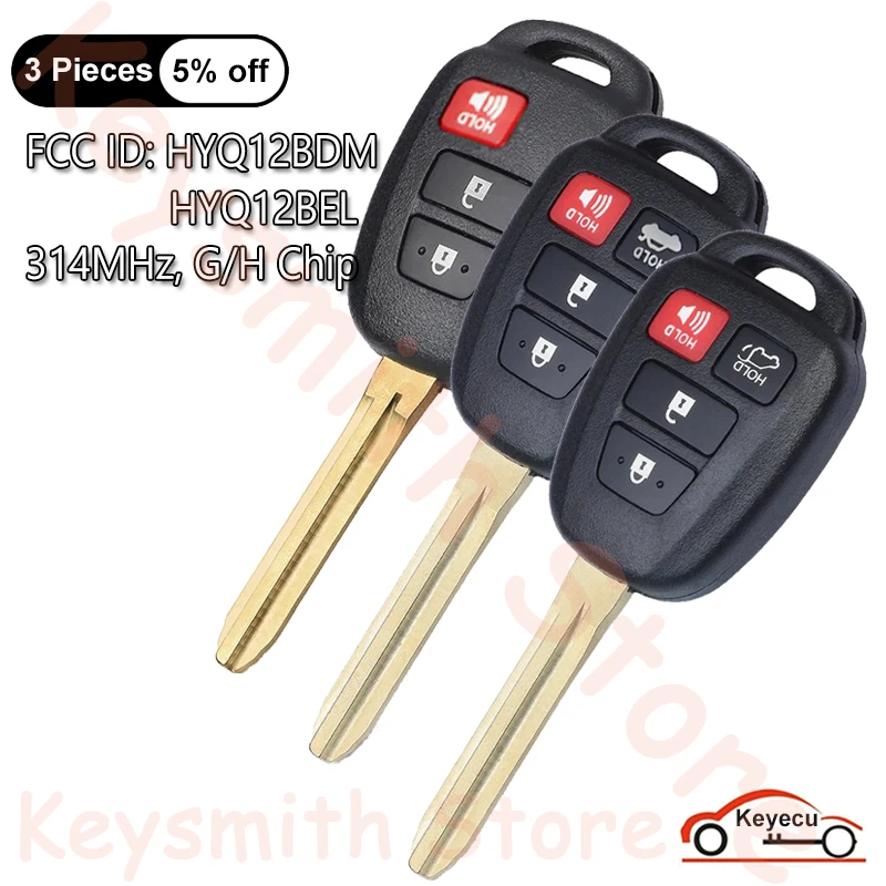 

KEYECU 3 4 кнопки 314 МГц G H чип для Toyota Camry RAV4 Prius C Tacoma 2012-2021 автомобильный пульт дистанционного управления HYQ12BDM HYQ12BEL