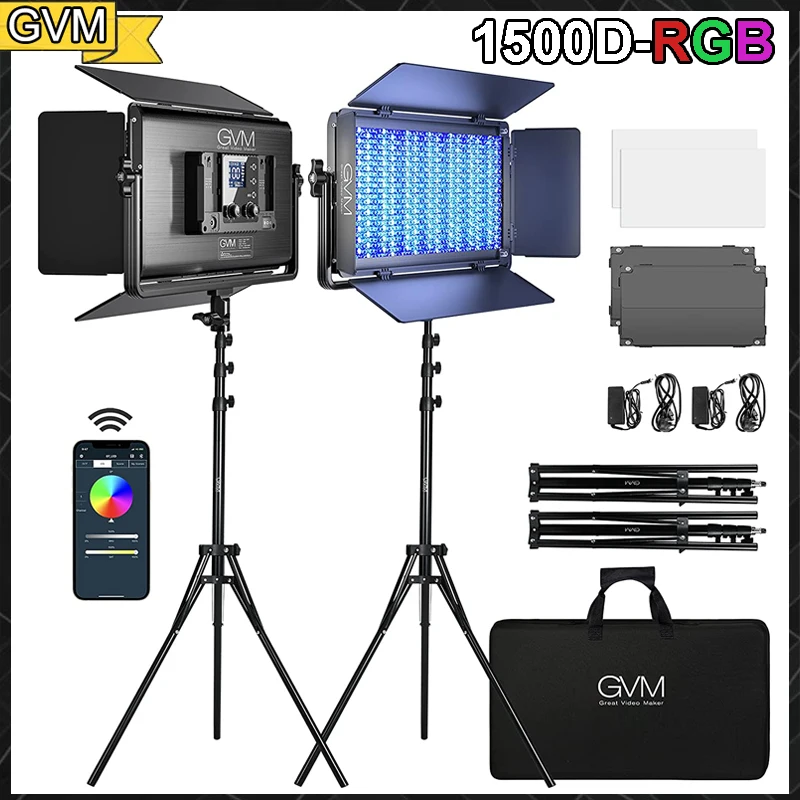 GVM1500DRGBLEDPhotographyLightingKitsBiColor3200K6500K75W