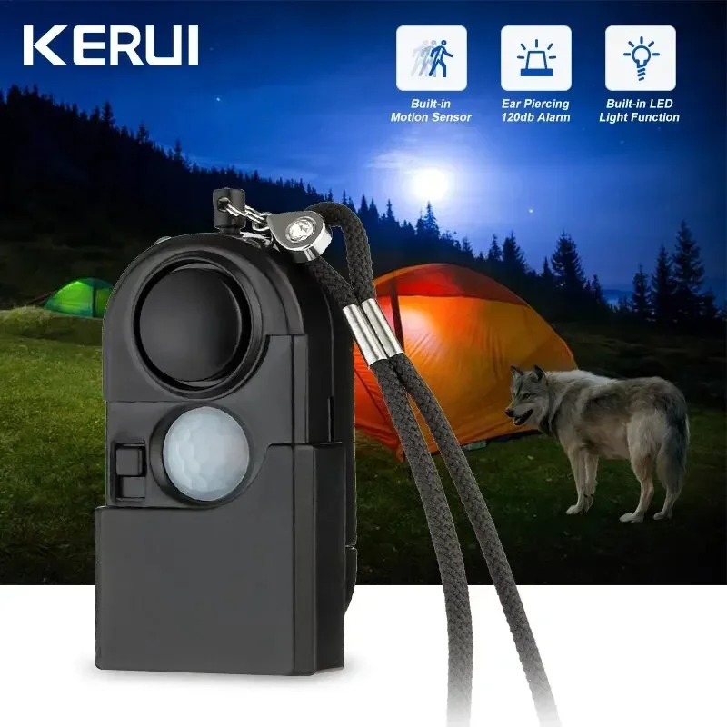 Compact Motion Detector Alarm with 120dB Siren and LED Flashlight