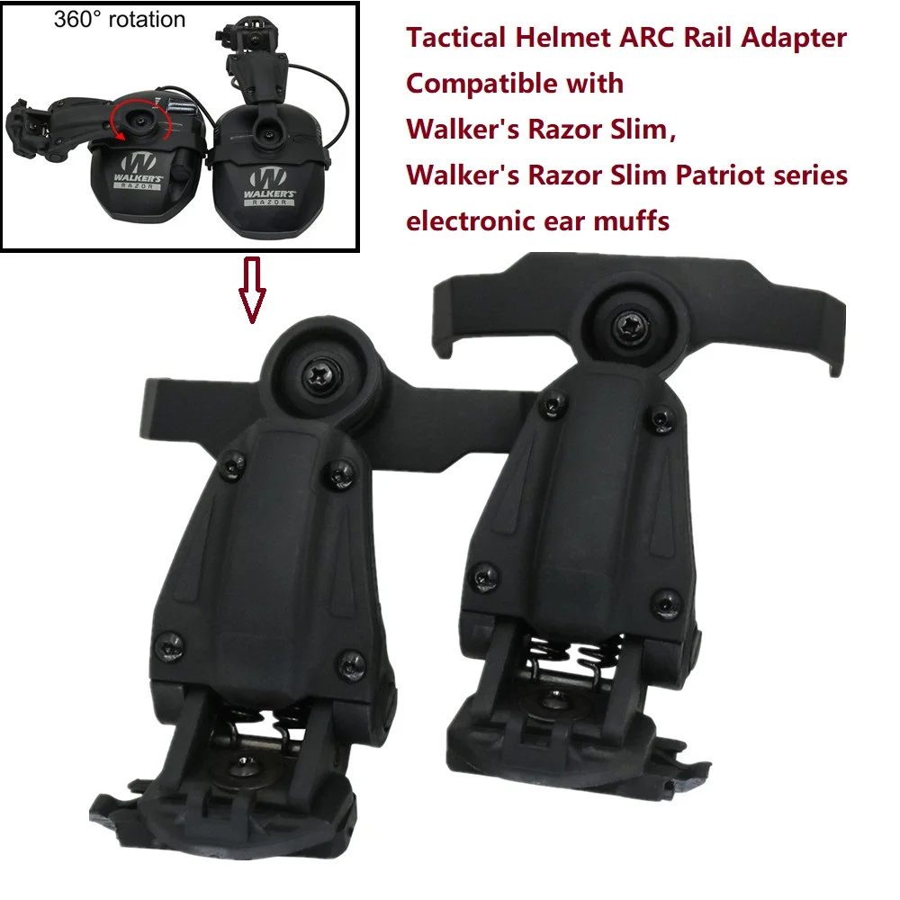 Tactical Headset Stand ARC Rail Adapter for Walker's Razor Slim Electronic Earmuffs Hearing Protection Shooting Hunting Headphon