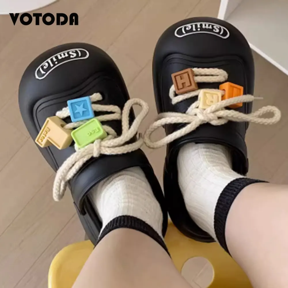 

Summer Cute Mary Jane Slippers for Women Platform Non-slip Couple Sandals Fashion Outdoor Beach Flip Flops Big Head Hole Slides