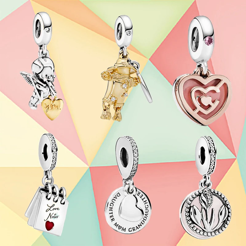 

Кулон в виде двойного сердца из серебра 100% пробы, подходит для оригинального браслета «сделай сам»