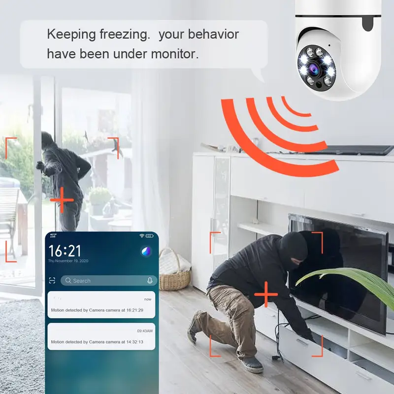 E27 Bulb Surveillance 5G Wifi Smart Camera 2MP Night Vision Full Color Automatic Human Track Security Protection Monitor Camera - Image 4