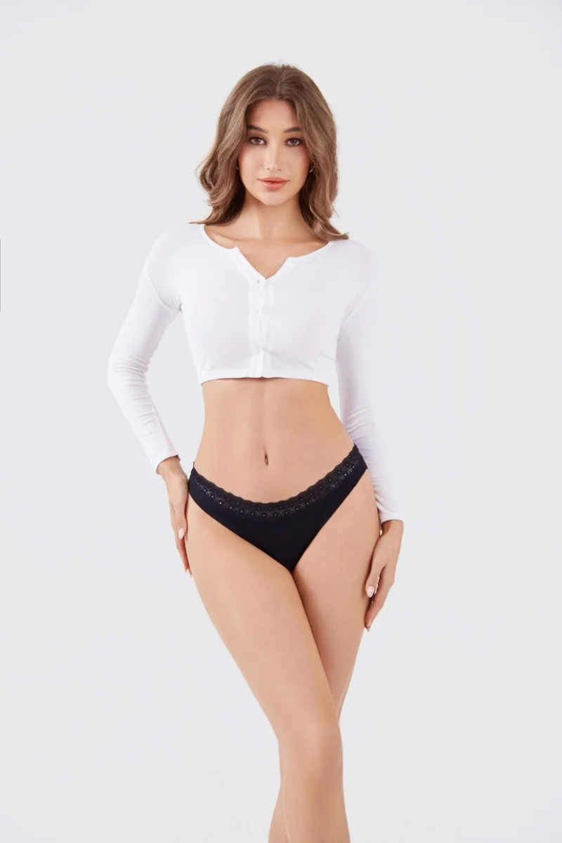 smooth fit lace trim thong set