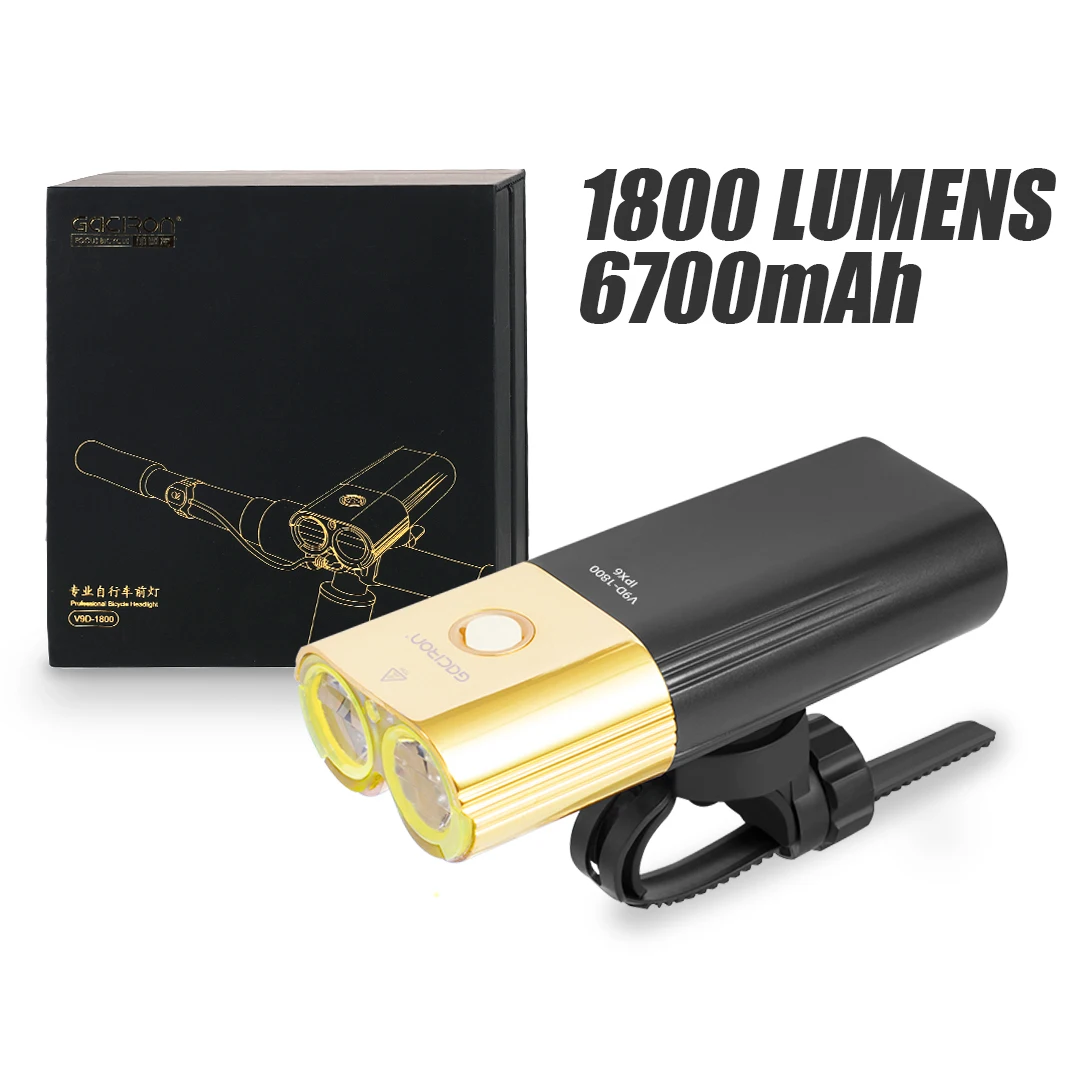 가시론 V9D/V20 자전거 전조등, 다양한 고휘도, 대용량 배터리, 알루미늄 & IPX6 방수 자전거 라이트
